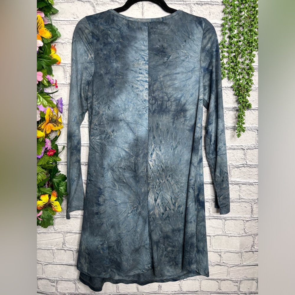 {💙2/$40💙NWOT Entro Long Sleeve Tie Dye Printed Faux Suede Dress Size Small - Picture 10 of 15